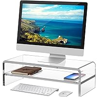 Acrylic Monitor Stand,2 Tiers Computer Monitor Riser(18x8x5.5 inches),Computer Stand/Monitor Riser for Office,School,Home,Laptop Stand Desktop Stand for Keyboard Storage&Printer TV Screen