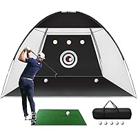 Golf Net, One Key Pull Expansion Design 10x7.5 Ft Golf Practice Net with Golf Mat, All in 1 Golf Gifts for Men Backyard Driving Chipping, Golf Accessories for Men with Target/Mat/Balls/Tee/Bag