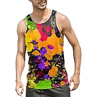 Men's Floral Tank Tops Summer Vacation Palm Tree Printed Sleeveless T Shirts Quick Dry Fitness Fashion Tropical Shirts