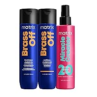 Brass Off Blue Shampoo, Conditioner, & Miracle Creator Set | Color Depositing | Nourishes Hair & Neutralizes Brassy Tones | For Color Treated Hair | Packaging May Vary