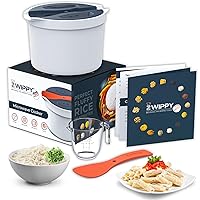Microwave Rice Cooker Steamer and Pasta Cooker with Strainer - Mess-Free Design, Dishwasher Safe, Cooks Up to 8 Cups