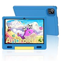 Kids Tablet 10 inch, Android 13 Tablet for Kids, 2+32GB Storage, Pre-Installed Educational Apps with Ad-Free Contents and Parental Control, 5000mAh Battery, EVA Shockproof Case - Blue