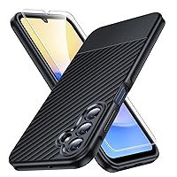 TAURI 3 in 1 for Samsung Galaxy A15 5G Case Black, [15 FT Military Grade Protection] with 2X Screen Protector, [Non Slip Textured Back] Slim Shockproof Case for Galaxy A15 5G Case 6.5 Inch