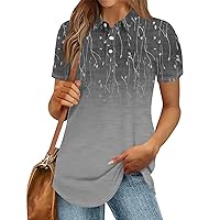 Floral Tops for Women, Women's Casual Lapel Short Sleeve Shirt Button Up Oversized Graphic Tees Vintage, S XXXL