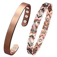 MagEnergy Copper Bracelet for Women, 99.9% Pure Copper Magnetic Bangle with 3500 Gauss Magnets, Adjustable Jewelry Gift