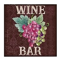 Carved Wooden Plaque Wine Bar,Grape,Art,Fresh Fruit,Sweet,Natural,Delicious,Farmhouse,Green Leaves,Retro,Vintage,Rustic,Wine Grapes,Red Wine,Wine,Embroidered Background,Red, Vintage Wooden Plaque, Inspirational Quotes Wooden Sign for The Home Office Decorations 14x14 Inch