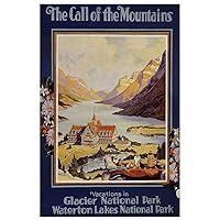 Laminated Glacier National Park Vintage Illustration Travel Art Deco Vintage French Wall Art Nouveau 1920 French Advertising Vintage Poster Prints Art Nouveau Decor Poster Dry Erase Sign 12x18