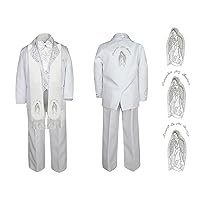 Infant Baby Boy Christening Baptism White Tail Tux Stole & Back Mary Maria Sm-7