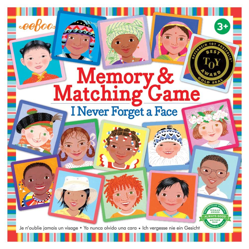 eeBoo: I Never Forget a Face, Memory & Matching Game, Developmental and Educational, 24 Pairs to Match, Single or Multiplayer Function, For Ages 3 and up