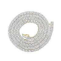The Diamond Deal 10kt Yellow Gold Mens Round Diamond 20-inch Link Chain Necklace 4-3/8 Cttw