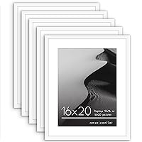 Americanflat 16x20 Picture Frame Set of 5 in White - Use as 12x16 Picture Frame with Mat or 16x20 Frame Without Mat - Picture Frames Collage Wall Decor with Plexiglass Cover - Gallery Wall Frame Set