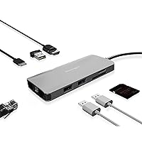 Kensington UH1400P 8-in-1 USB-C Hub with 85W Pass Through Charging Power Delivery, 4K 60Hz HDMI, Ethernet, MicroSD Card, 3 USB-A 3.2 for M1 /M2 Macbook Pro Air, HP, Lenovo, iPad Pro, Silver (K33820WW)