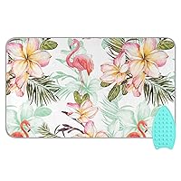Flamingo Plumeria Flowers Ironing Mat Portable Ironing Pad Blanket for Table Top Ironing Board Cover with Silicone Pad for Dryer Washer Countertop Iron Board Alternative Cover, 47.2x27.6in