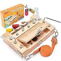 Montessori Screwdriver Board -Lock and Key Toy Set for Kids, Storage Wooden Tools Preschool Sensory Toys for 3 4 5 +Year Old, Fine Motor Skills Toys