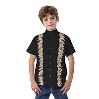 Mexican Shirts for Boys Guayabera Shirts Traditional Embroidered Fiesta Kids Button Up Shirt Toddler Dress Up