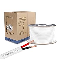 Cmple - 100FT 16AWG Speaker Wire Cable with 2 Conductor Speaker Cable (CCA) Copper Clad Aluminum CL2 Rated in-Wall Speaker Wire for Home Theater & Car Audio - 100 Feet, White