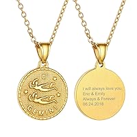 GOLDCHIC JEWELRY Gold Zodiac Necklace for Women Men, Constellation Coin Horoscope Astrology Pendant Necklaces Lucky Jewelry
