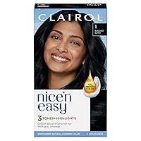 Clairol Nice'n Easy Permanent Hair Dye, 1 Blackest Black Hair Color, Pack of 1