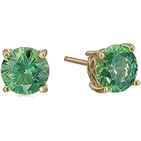 Amazon Essentials Yellow Gold Plated, Platinum or Rose Gold Plated Sterling Silver Infinite Elements Cubic Zirconia Stud Earrings | White, Blue, Green, or Pink Cubic Zirconia (previously Amazon Collection)