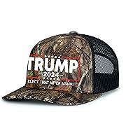 Trenz Shirt Company Political Elect That MF'ER Again Trump 2024 Embroidered Trucker Mesh Snapback Hat Army Black