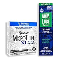 Kimono MicroThin XL Ultra-Thin Lubricated Natural Latex Condoms, Vegan-Friendly (Pack of 36) with Aqua Lube Natural Organic Water-Based Gel Lubricant, Unscented Gentle Non-Irritating Formula 4 Fl Oz