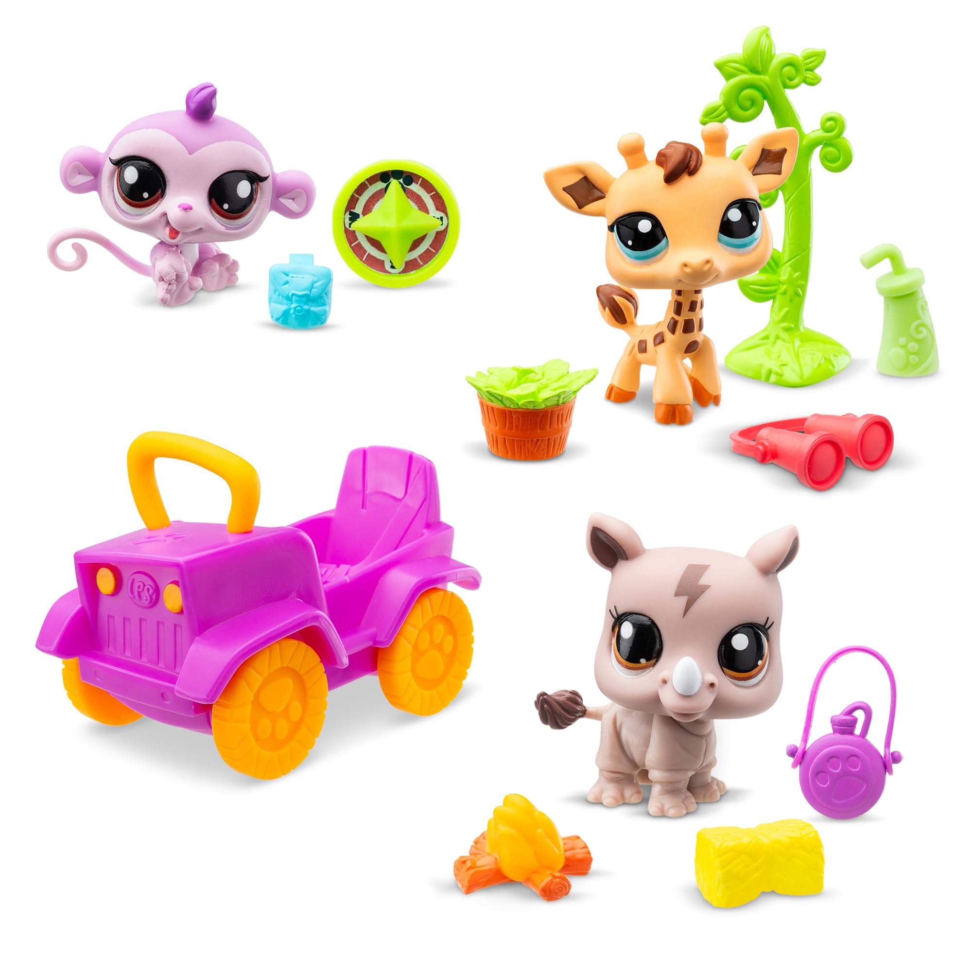 Littlest Pet Shop, Safari Play Pack - Gen 7, Pets #53,#54, #55, Authentic LPS Bobble Head Figure, Collectible Imagination Toy Animal, Kidults, Girls, Boys, Kids, Tweens Ages 4+