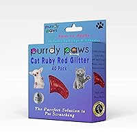 Purrdy Paws 6 Month Supply Soft Nail Caps for Cats Ruby RED Glitter Small - Extra Adhesives