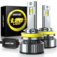 AUXITO H11 LED Bulbs, 120W 24000LM Per Set, 900% Brighter, 6500K Cool White Adjustable H8 H9 LED Fog Light Bulb for Halogen Replacement, Plug and Play, Pack of 2