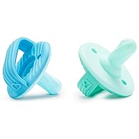 Munchkin® Sili-Soothe & Teethe™, Silicone Pacifier & Teether, 2 Pack, Blue/Green