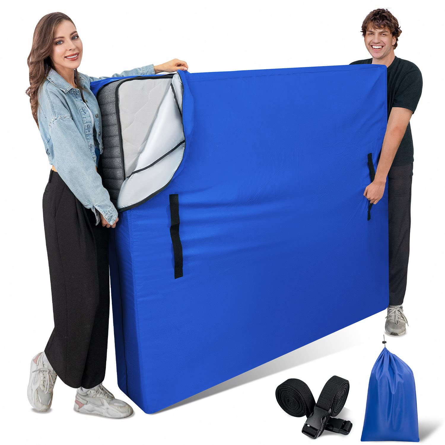 Water repellent storage bag for folding mattress 195x65x10 cm blue