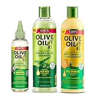 ORS Olive Oil Exotic Scalp Oil 4.3oz, Moisture Restore Creamy Aloe Shampoo, Strengthen & Nourish Replenishing Conditioner