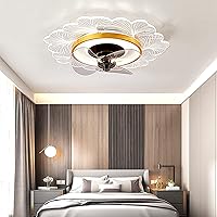 Ceiling Fans, Ceiling Fan Chandelier with Lights and Remote Mute Fan Ceiling Light Bedroom Modern Invisible Ceiling Fans with Lamps Timer Fan Light Ceiling Smart/Yellow