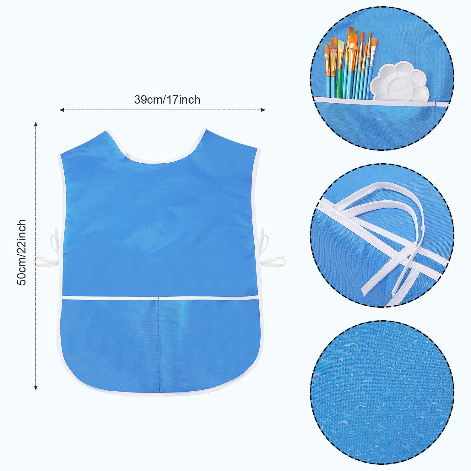 SATINIOR 4 Pieces Art Smock for Kids Artist Smock Waterproof Painting Apron Painting Smocks for Children, 4 Colors