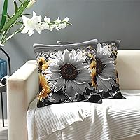 Black and White Sunflowers Throw Pillow Covers 20