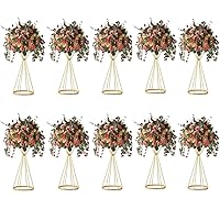 Sziqiqi Metallic Vase Centerpiece Stands Tall Centerpiece Risers 10pcs, Dual Coned, for Tabletop Flower Arrangement, Event Decoration, Creative Wedding Centerpiece 20inch Gold