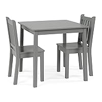 Humble Crew, Grey Kids Wood Table and 2 Chairs Set, Square