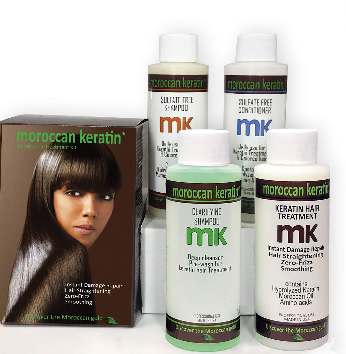 Moroccan Keratin Most Effective Brazilian Keratin Hair Treatment SET 120ML x4 Professional Salon Smoothing Straightening At Home Tratamiento de Keratina Brasilera