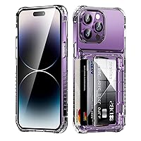 for iPhone 14 Pro Max Case Wallet Clear Protective Phone Case with Credit Card Holder Heavy Duty Protection Shockproof Anti-Scratch Anti-Yellow Cover for iPhone 14 Pro Max 6.7 inch Transparent