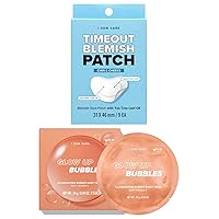 I DEW CARE Bubble Sheet Mask - Glow Up Bubbles, 5 EA + Hydrocolloid Acne Pimple Patch - Timeout Blemish Chin & Cheeks, 9 Count Bundle