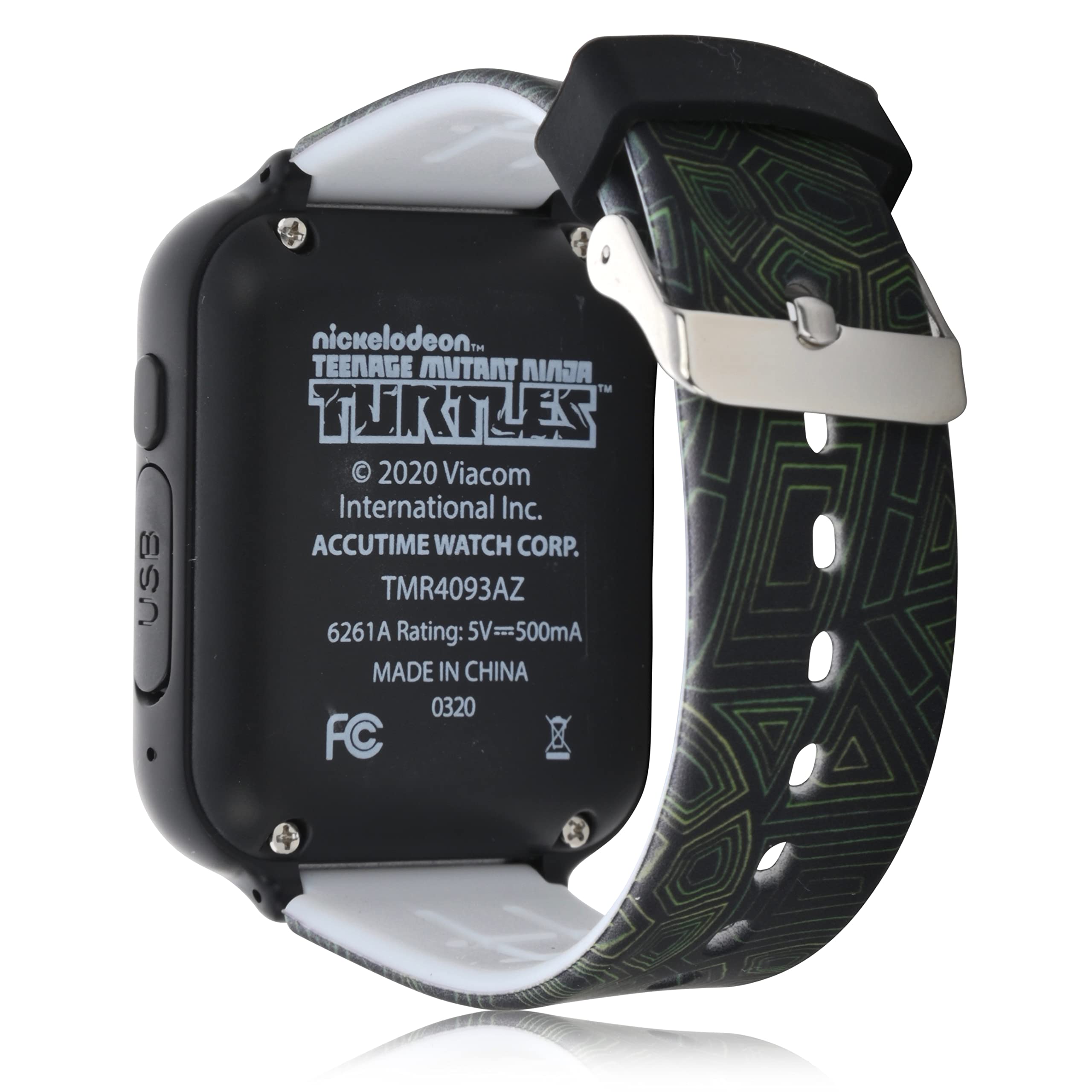 Accutime Paramount Teenage Mutant Ninja Turtles TMNT Black Educational Learning Touchscreen Smart Watch Toy for Girls, Boys, Toddlers - Selfie Cam, Learning Games, Pedometer & More (Model: TMR4093AZ)