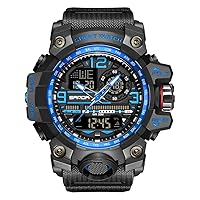 AIMES Watches for Men Sports Outdoor Waterproof Military Watch Date Multi Function Tactics Men's Watches Large Dual Display LED Alarm Stopwatch Wristwatch