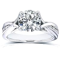 Kobelli Forever One (D-F) Moissanite Twist Engagement Ring 1 1/5 CTW in 14k White Gold