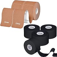 Begie Precut Kinesiology Tape and Black Athletic Tape，Sport Tape for Strains and Sprains, Hypoallergenic and Breathable