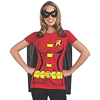 Rubie's Costume DC Comics Women's Robin T-Shirt With Cape And Eye Mask
