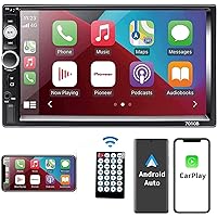 Double Din Car Stereo, 7 Inch Stereo with Bluetooth Compatible Apple Carplay and Android Auto, Audio Receivers HD Touchscreen,FM Radio, USB/TF/AUX Port