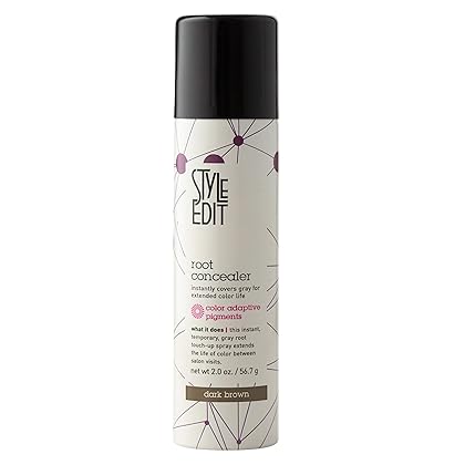 Style Edit Root Concealer Touch Up Spray | Instantly Covers Grey Roots | Professional Salon Quality Cover Up Hair Products for Women |Dark Brown 2 Ounce (Pack of 1)