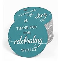 100 Pcs Personalized Round Paper Tags - Thank You for Celebrating with Us Wedding Favor Gift Hang Tags Circle