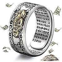 990 Anillo Pixiu Original - Feng Shui Pixiu Mantra Ring for Men Women,Ring Adjustable For Wealth And Protection Good Luck Money Amulet
