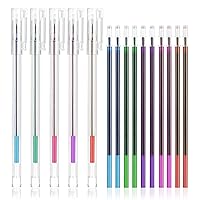 5 Colors Extra Fine Tip Water Erasable Fabric Marking Pen with 10 Free Refills for Cross Stitch, Embroidery, Sewing, Quilting