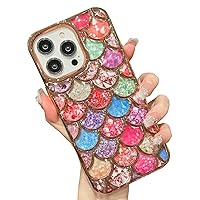 KERZZIL Luxury 3D Mermaid Compatible with iPhone 14 Pro Max Case, Cute Women Girls Girly Golden Plating Soft TPU Phone Cases Cover(Gold)